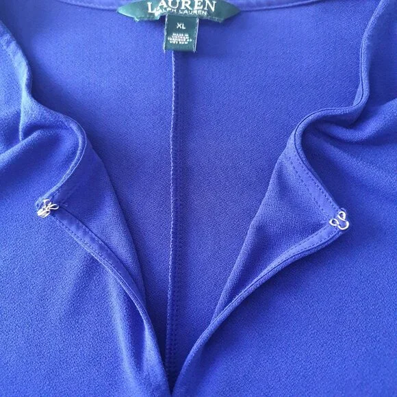 Lauren Ralph Lauren Cobalt Blue Keyhole Tunic Top XL - Picture 5 of 7